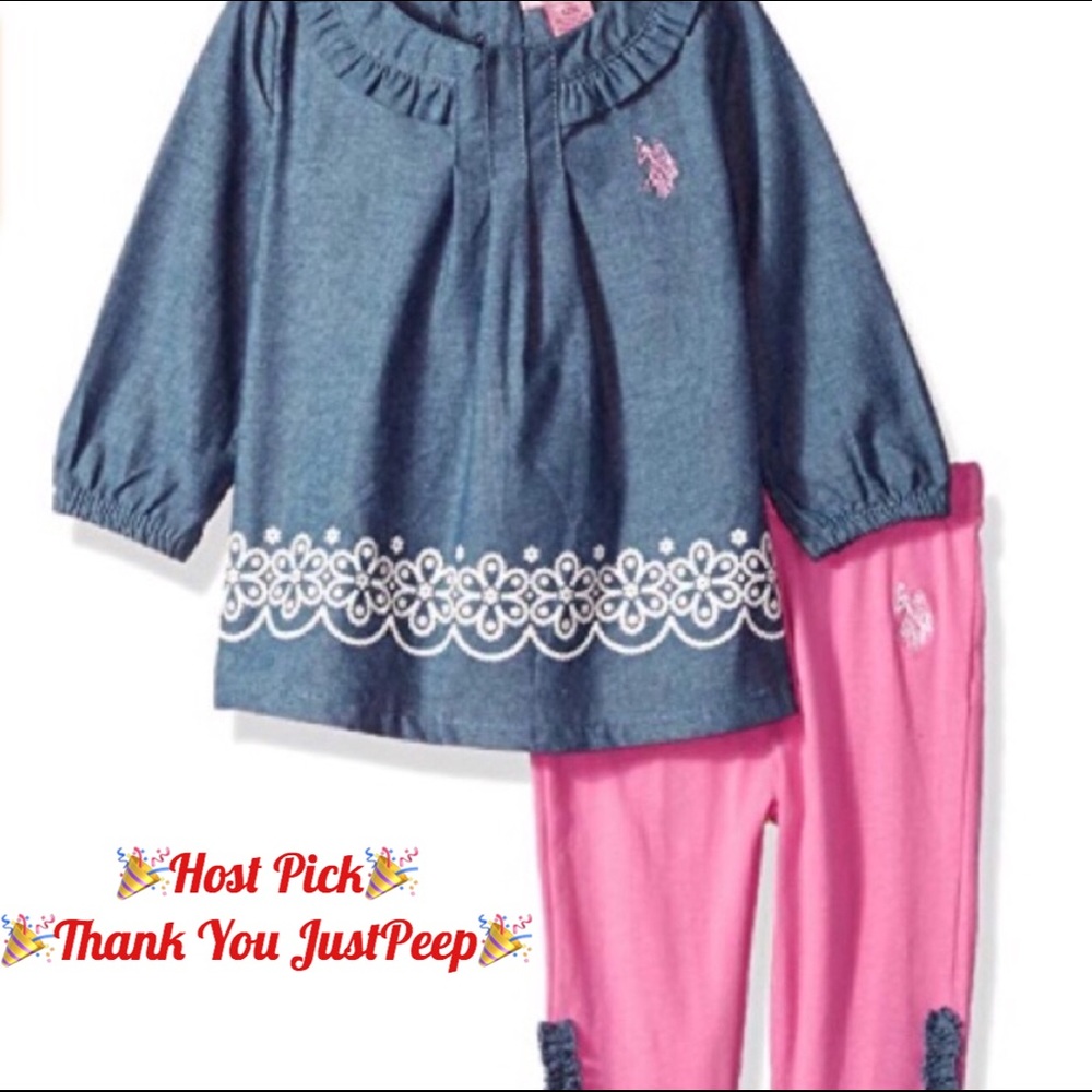 Last One🚨 NWT 3pc US Polo Top & Leggings 6-9m - Picture 5 of 5